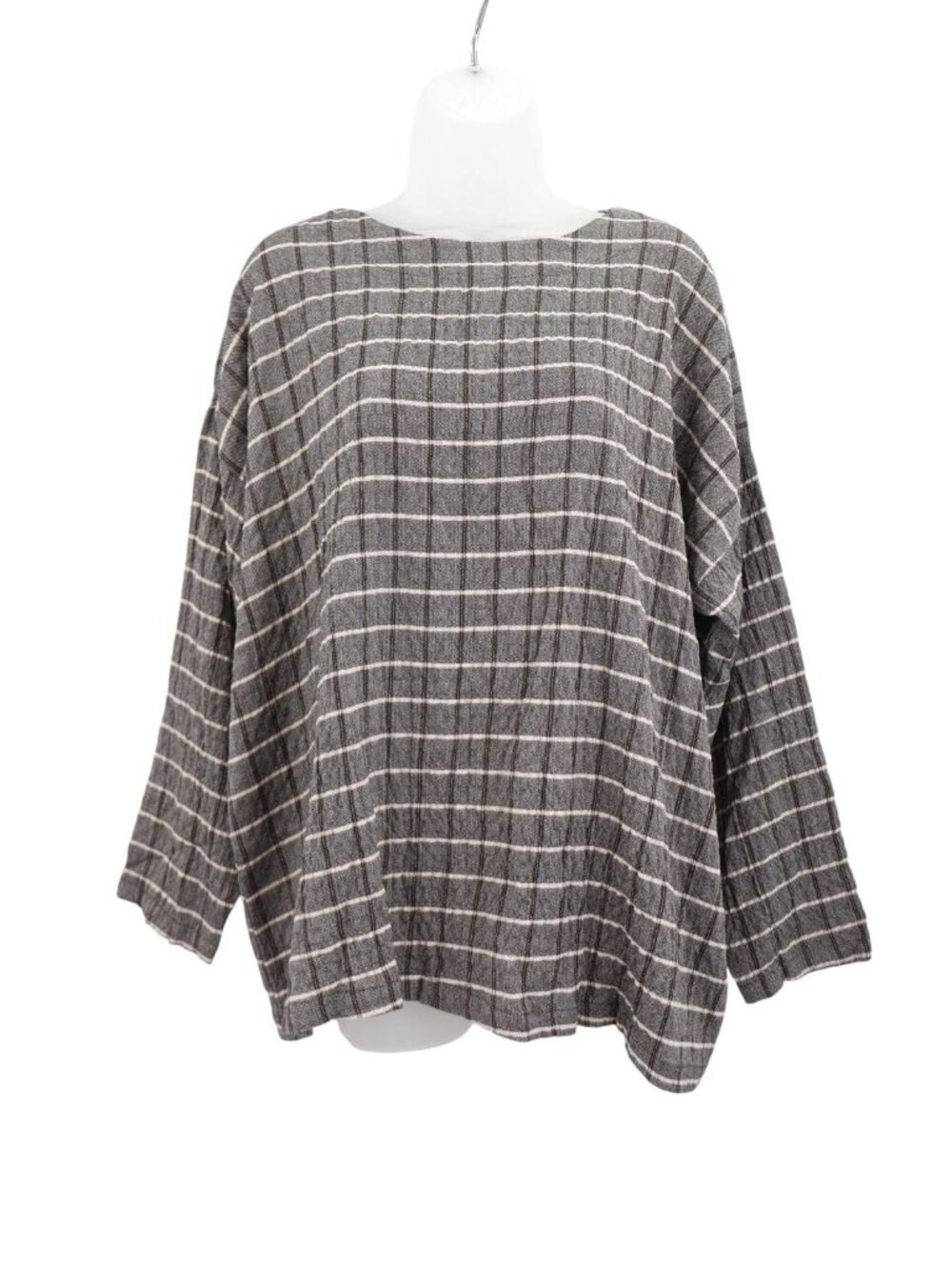 Avivit Yizhar Top Women Size One Size Grid Gray Viscose Long Sleeves Lagenlook